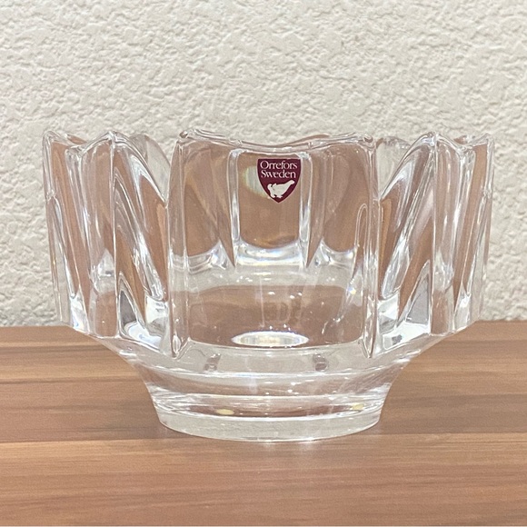 Vintage Orrefors Sweden Signed LH 1384-121 Lars Hellsten 6” Corona Crystal Bowl - Picture 10 of 16